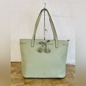 KATE SPADE mint pebble leather large tote shoulder bag